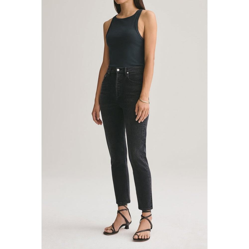AGOLDE Black Riley Straight Leg Jeans